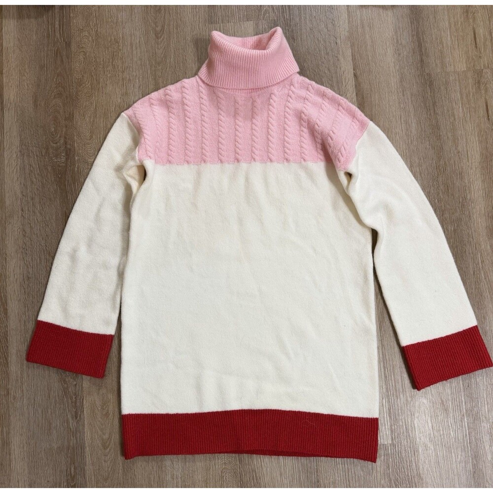 Lovers And Friends Women’s White Pink Red Turtle Neck Sweater Dress Small